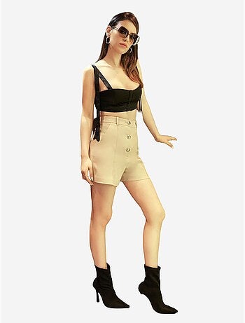 Pantalones cortos abotonados de cintura alta hiccup