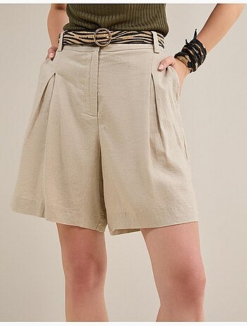 Pantalones cortos bermudas con lino, mo fashion