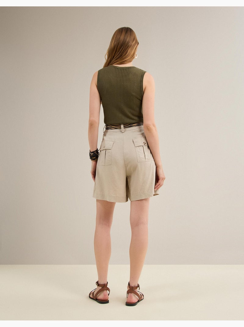 Pantalones cortos bermudas con lino, mo fashion Beige - Kiabi