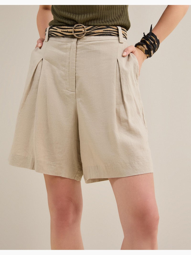 Pantalones cortos bermudas con lino, mo fashion Beige - Kiabi
