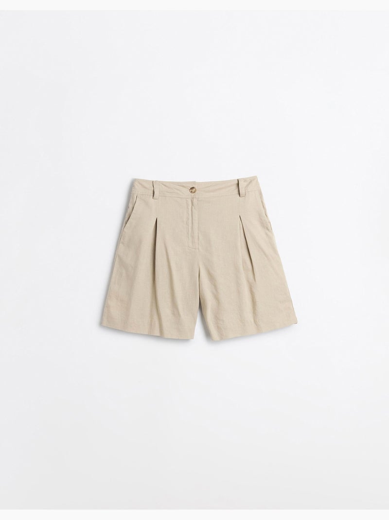 Pantalones cortos bermudas con lino, mo fashion Beige - Kiabi