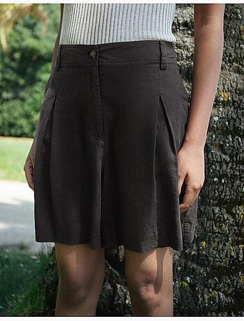 Pantalones cortos bermudas con lino, mo fashion