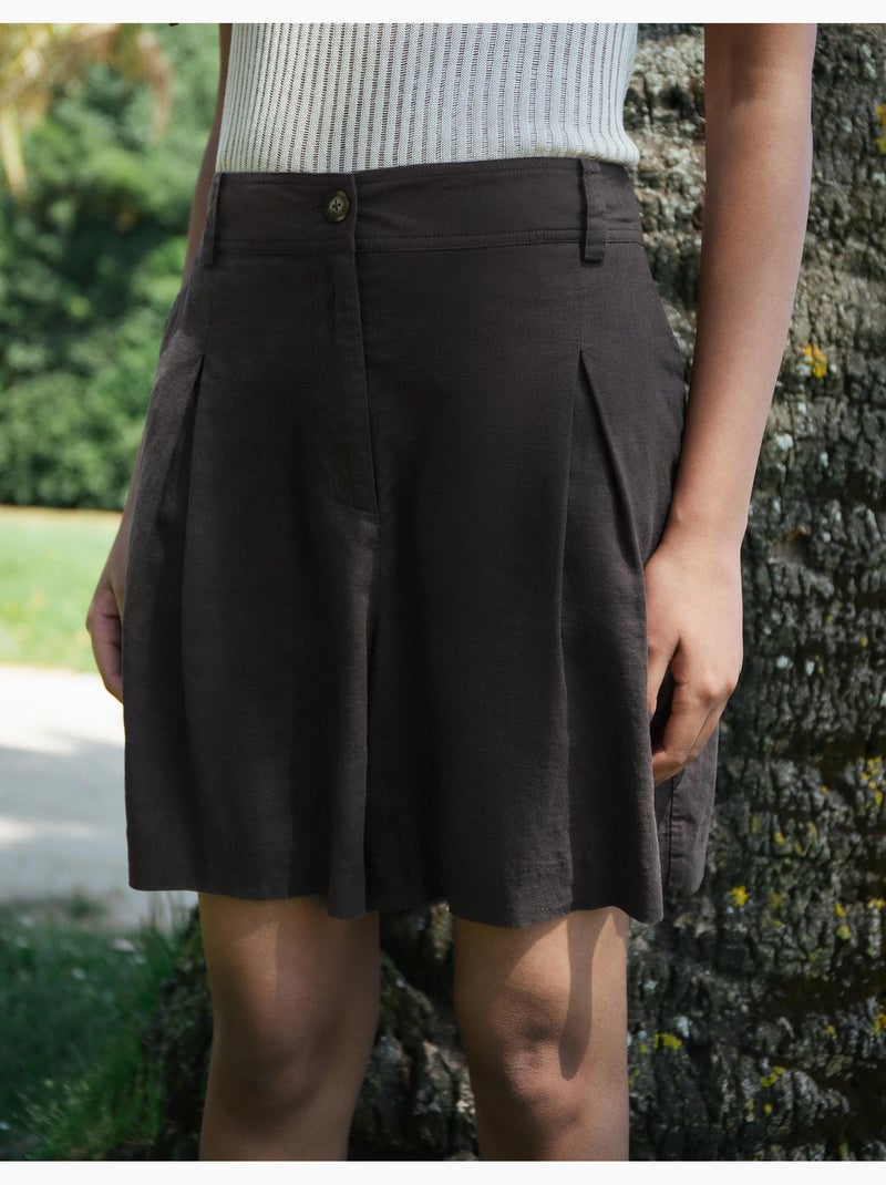 Pantalones cortos bermudas con lino, mo fashion Marrón - Kiabi