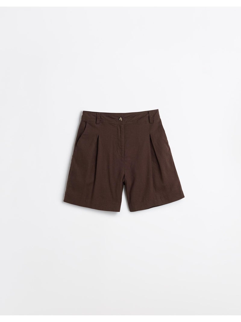 Pantalones cortos bermudas con lino, mo fashion Marrón - Kiabi