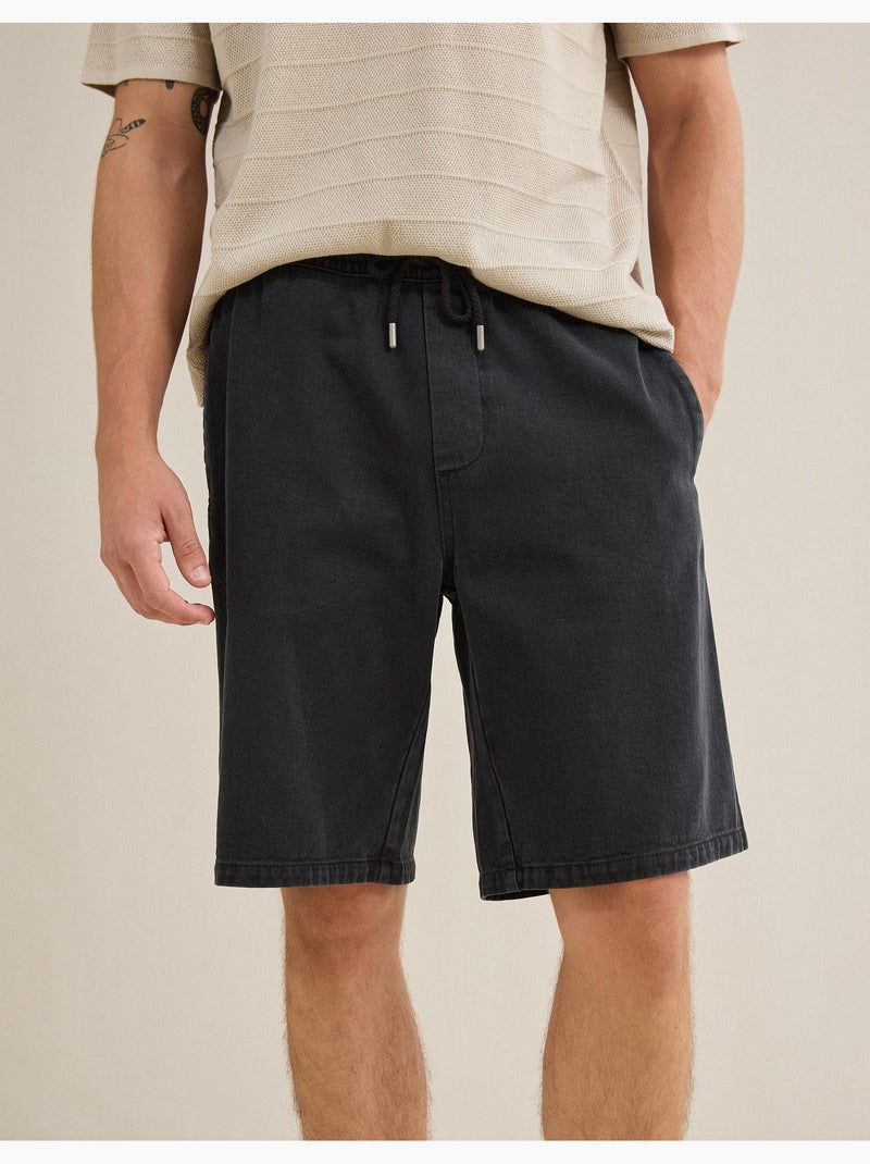 Pantalones cortos bermudas de sarga, mo fashion Negro - Kiabi