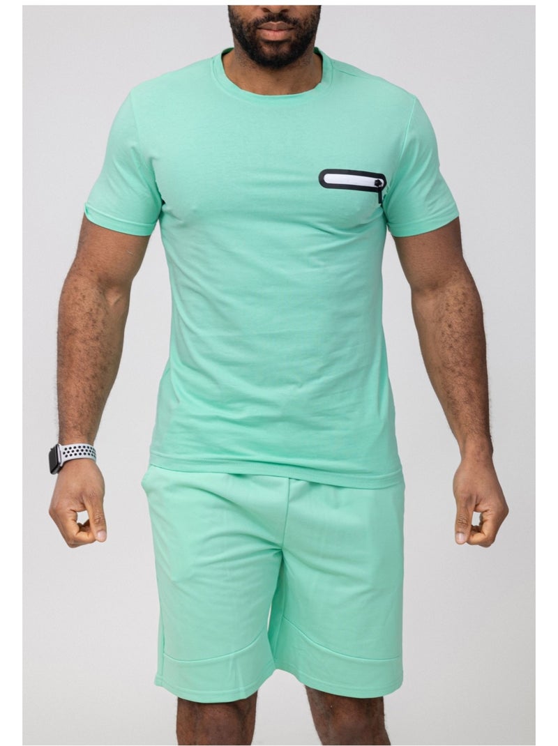 Pantalones cortos, camiseta Kebello Azul cielo - Kiabi