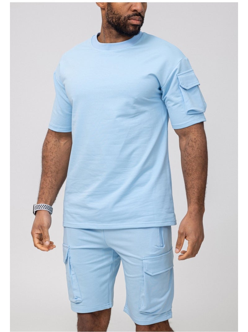 Pantalones cortos, camiseta Kebello Azul cielo - Kiabi