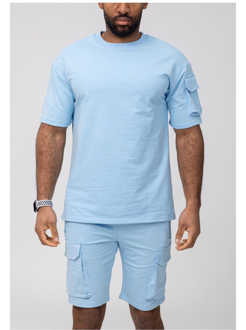 Pantalones cortos, camiseta Kebello Azul cielo - Kiabi