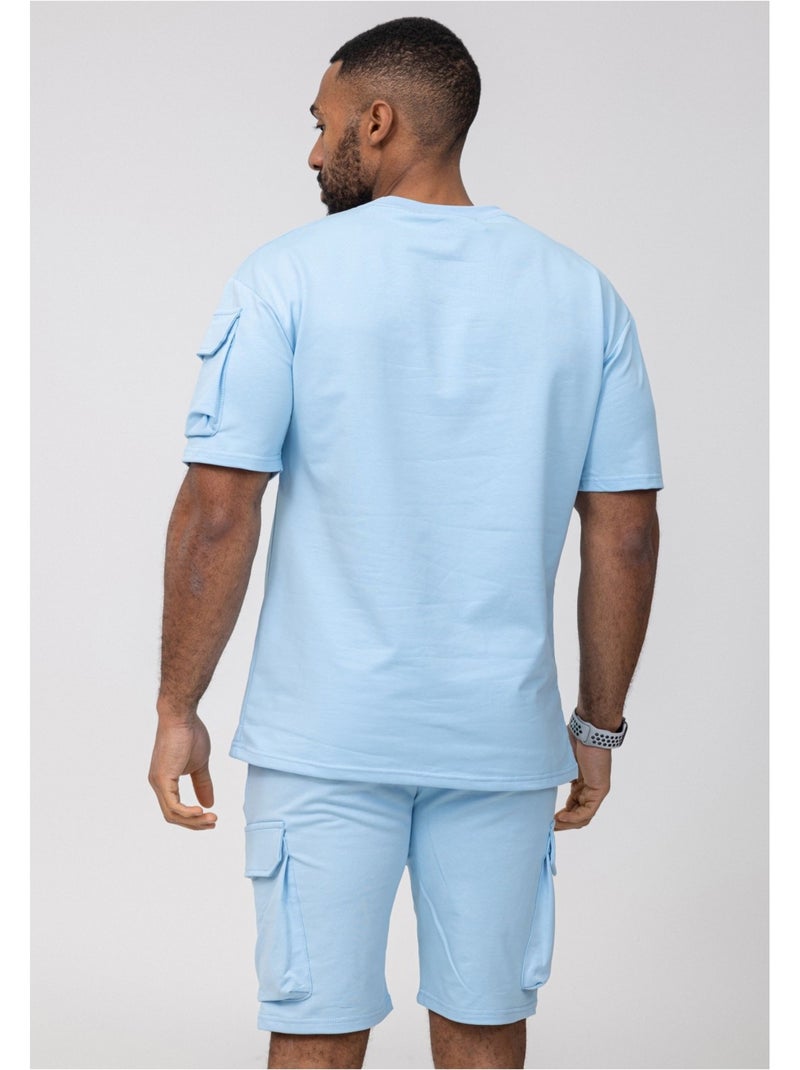 Pantalones cortos, camiseta Kebello Azul cielo - Kiabi