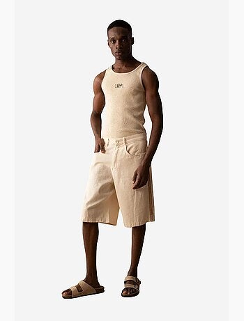 Pantalones cortos capri de gabardina de cintura media con bolsillos para hombre de giesto