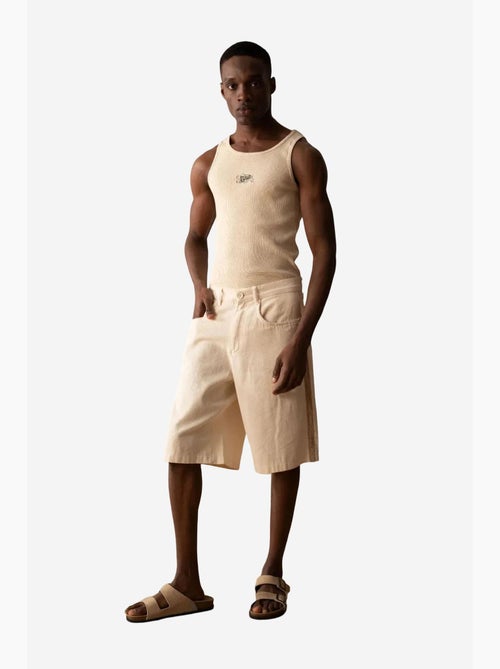 Pantalones cortos capri de gabardina de cintura media con bolsillos para hombre de giesto - Kiabi Pantalones cortos capri de gabardina de cintura media con bolsillos para hombre de giesto - Kiabi