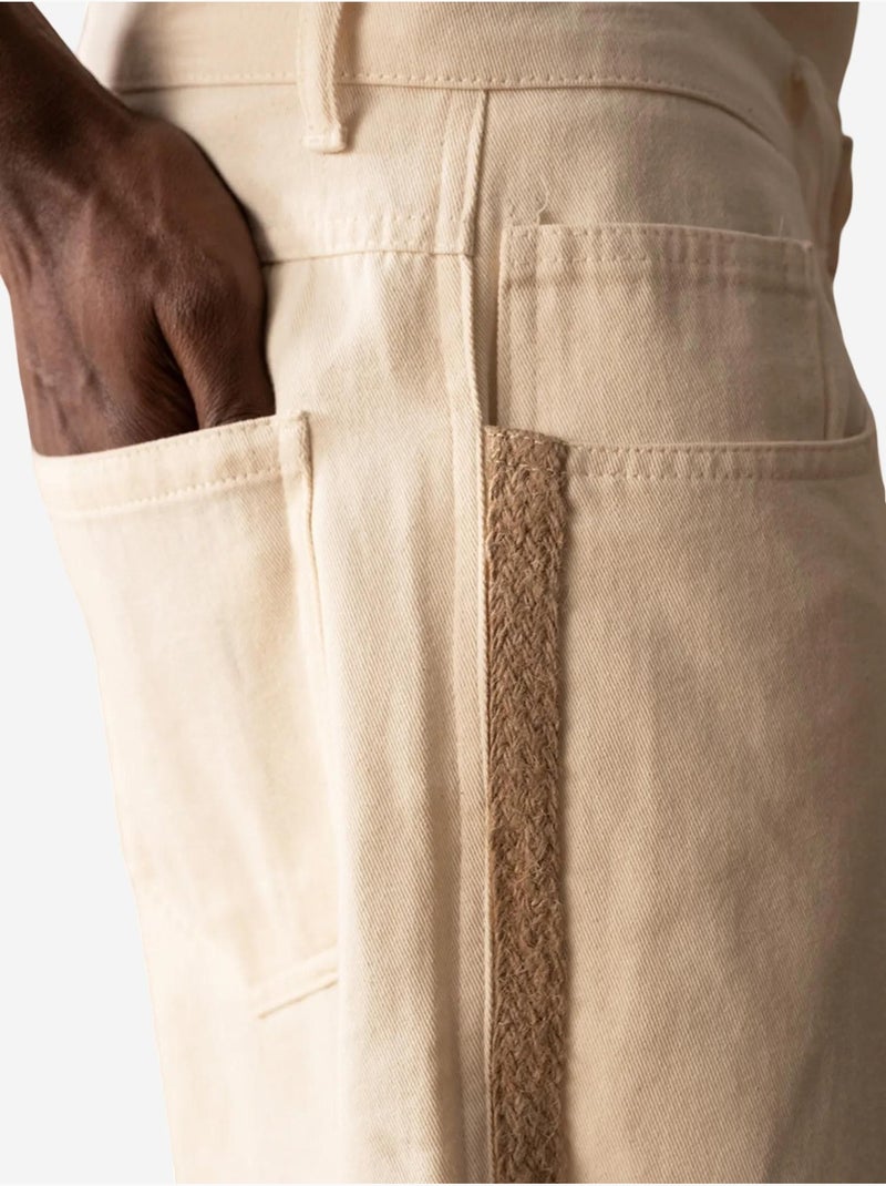 Pantalones cortos capri de gabardina de cintura media con bolsillos para hombre de giesto Beige arcilla - Kiabi