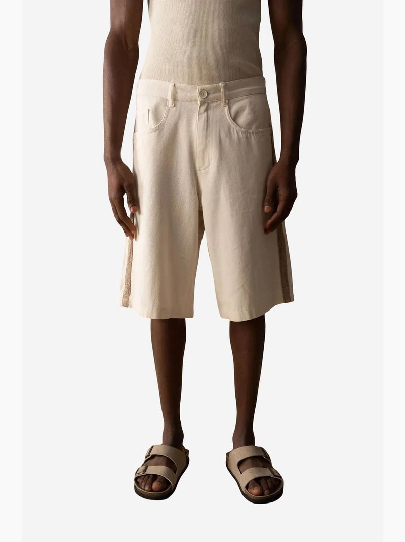Pantalones cortos capri de gabardina de cintura media con bolsillos para hombre de giesto Beige arcilla - Kiabi