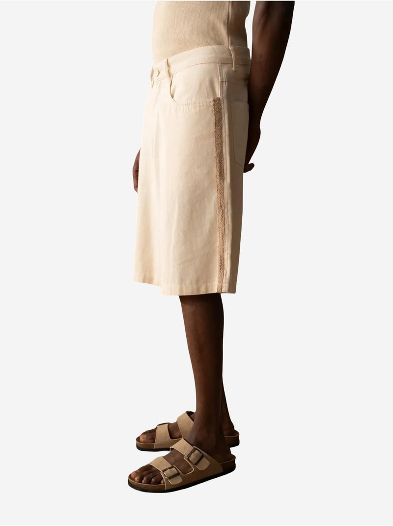 Pantalones cortos capri de gabardina de cintura media con bolsillos para hombre de giesto Beige arcilla - Kiabi