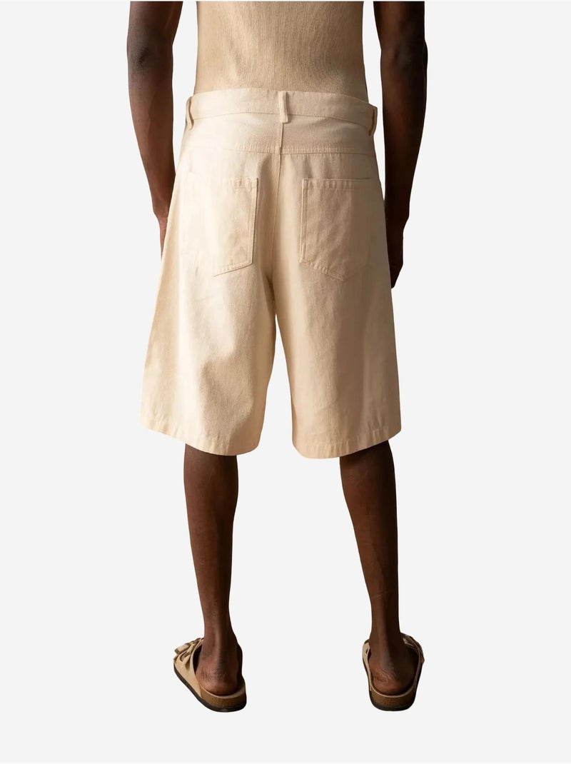 Pantalones cortos capri de gabardina de cintura media con bolsillos para hombre de giesto Beige arcilla - Kiabi