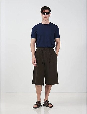 Pantalones cortos capri de pierna ancha de tiro medio con cintura con cordón giesto