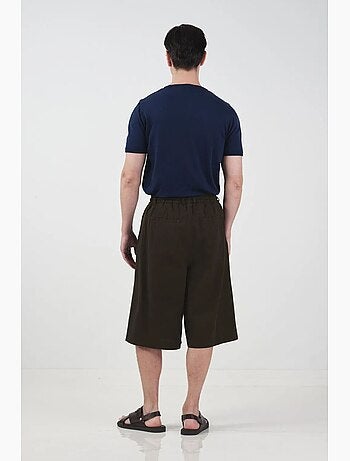 Pantalones cortos capri de pierna ancha de tiro medio con cintura con cordón giesto
