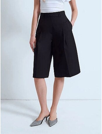 Pantalones cortos capri de popelina de algodón de tiro alto dilvin