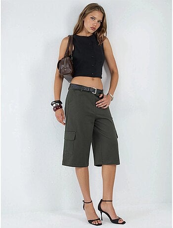 Pantalones cortos capri extragrandes de cintura baja hiccup
