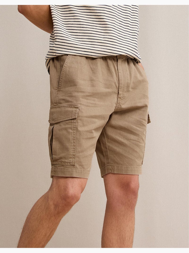 Pantalones cortos cargo con lino, MO Fashion Beige - Kiabi