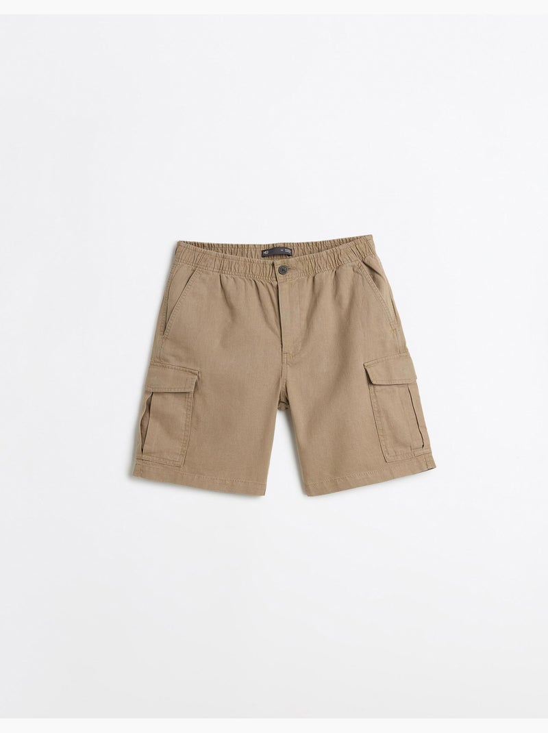 Pantalones cortos cargo con lino, MO Fashion Beige - Kiabi