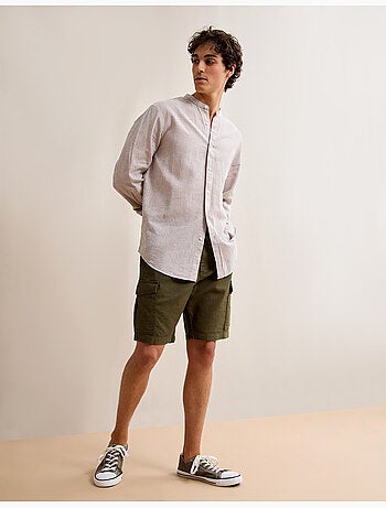 Pantalones cortos cargo con lino, MO Fashion