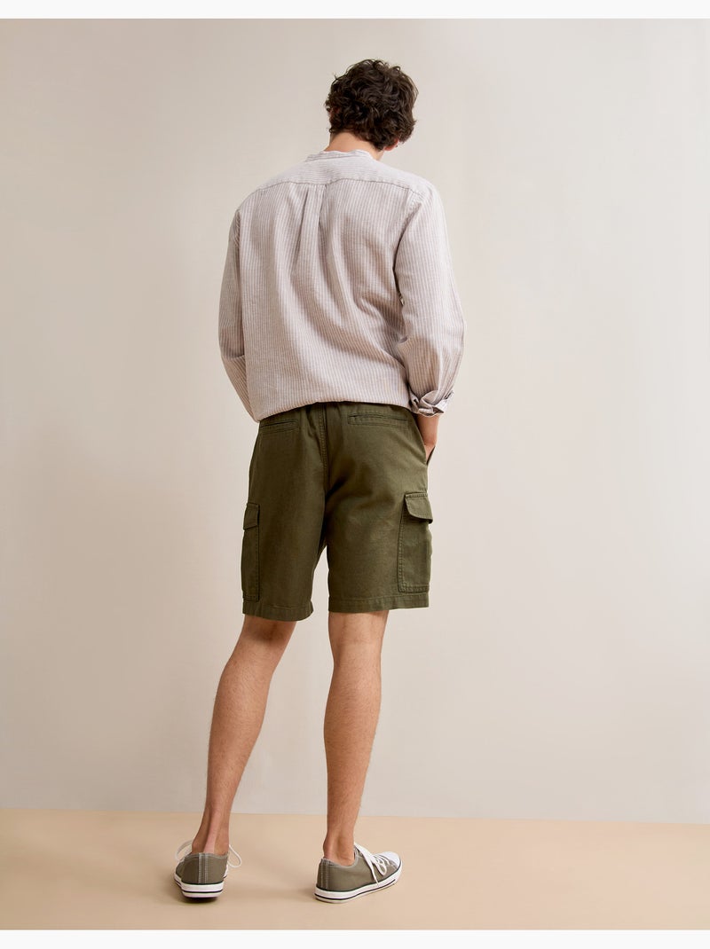 Pantalones cortos cargo con lino, MO Fashion Verde - Kiabi