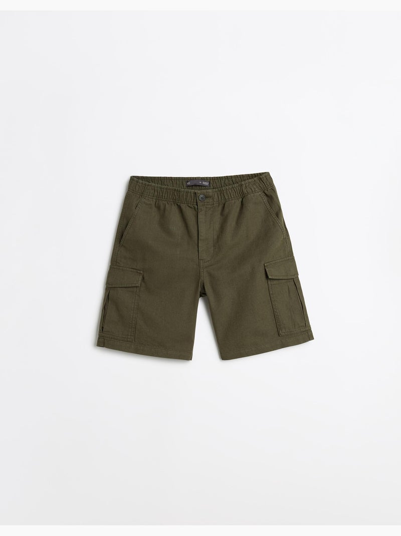 Pantalones cortos cargo con lino, MO Fashion Verde - Kiabi