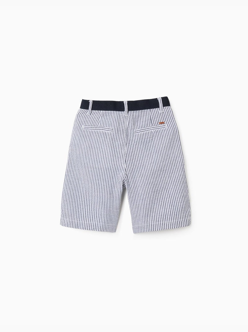 Pantalones Cortos Chino Rayados Azul oscuro - Kiabi