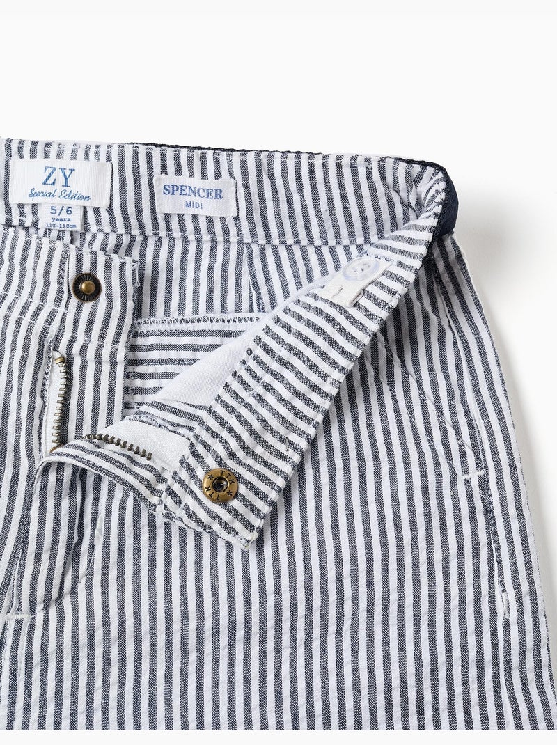 Pantalones Cortos Chino Rayados Azul oscuro - Kiabi