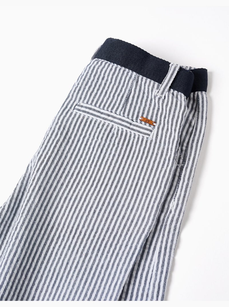 Pantalones Cortos Chino Rayados Azul oscuro - Kiabi
