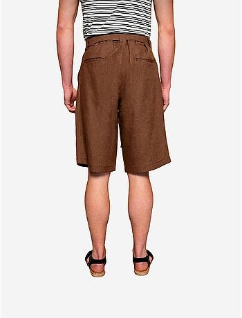 Pantalones cortos con cinturón de mezcla de lino y cintura alta giesto