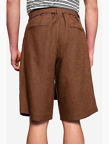 Pantalones cortos con cinturón de mezcla de lino y cintura alta giesto