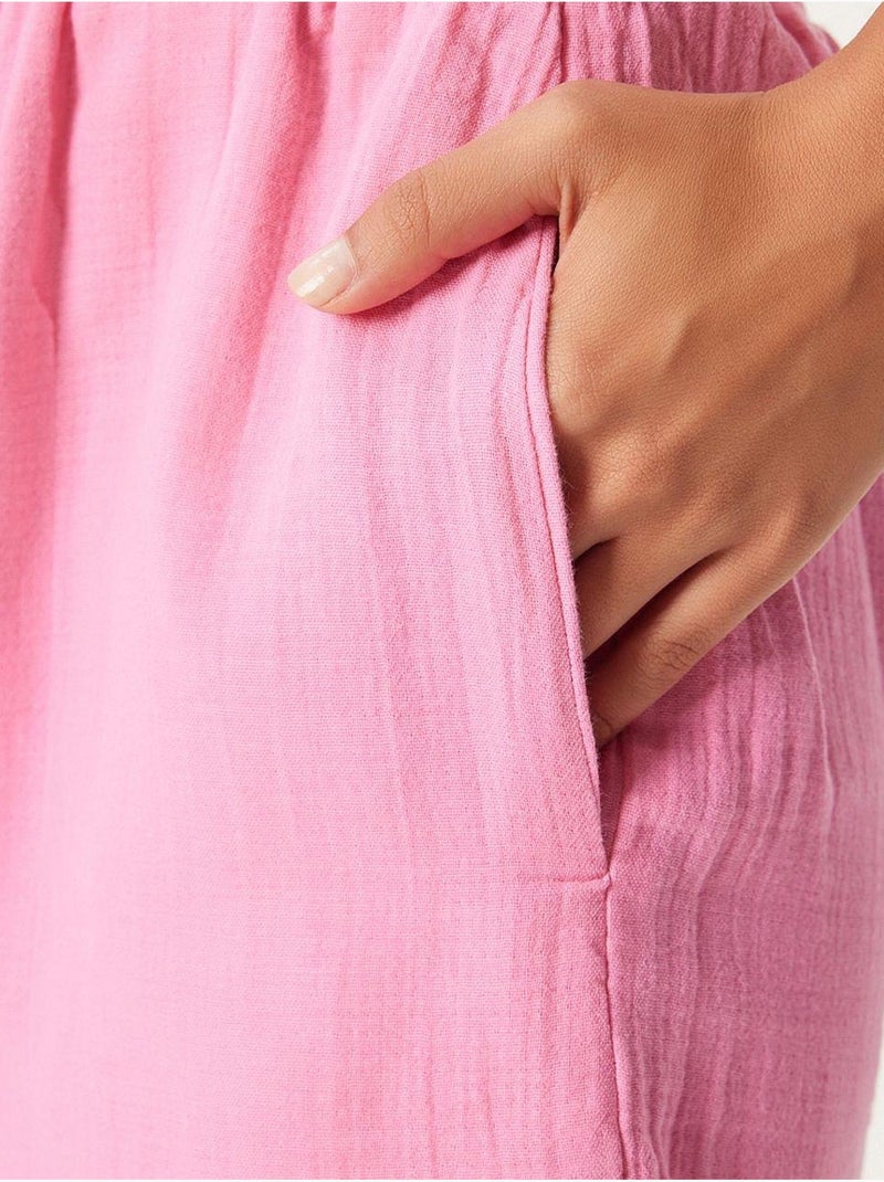 Pantalones cortos de algodón con cintura alta y pierna ancha de estambul istanbul Rosa claro - Kiabi