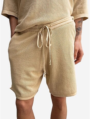 Pantalones cortos de chándal de punto texturizado de tiro medio giesto