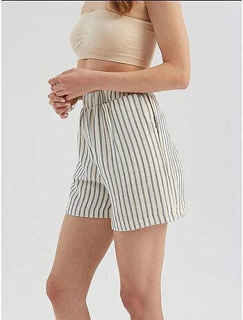 Pantalones cortos de cintura alta con rayas y cintura elástica
