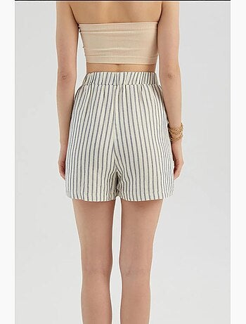 Pantalones cortos de cintura alta con rayas y cintura elástica hiccup