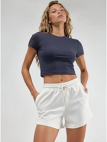 Pantalones cortos de cintura media, pierna ancha y cordón ajustable busem