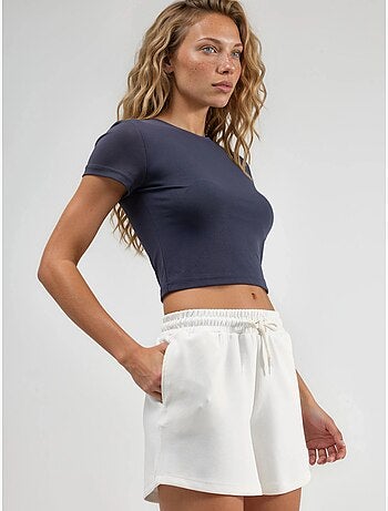 Pantalones cortos de cintura media, pierna ancha y cordón ajustable busem