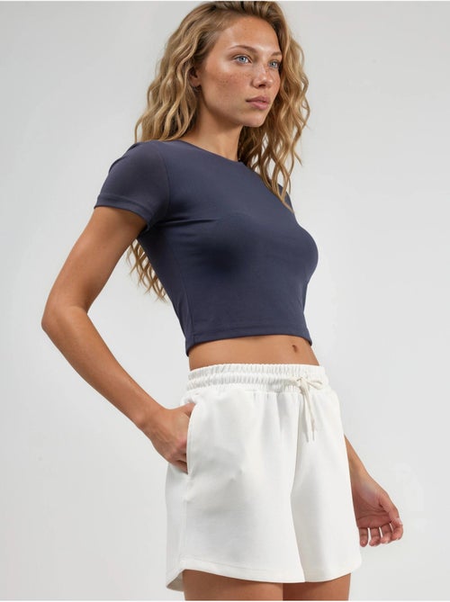 Pantalones cortos de cintura media, pierna ancha y cordón ajustable busem - Kiabi