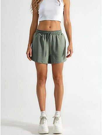 Pantalones cortos de cintura media, pierna ancha y cordón ajustable busem