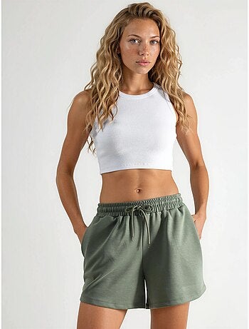 Pantalones cortos de cintura media, pierna ancha y cordón ajustable busem