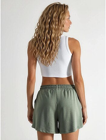 Pantalones cortos de cintura media, pierna ancha y cordón ajustable busem
