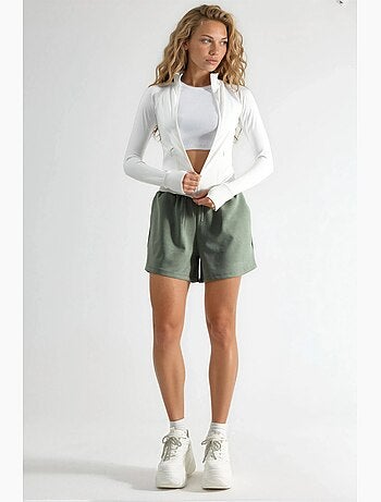 Pantalones cortos de cintura media, pierna ancha y cordón ajustable busem