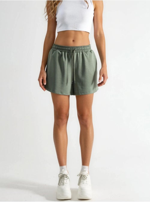 Pantalones cortos de cintura media, pierna ancha y cordón ajustable busem - Kiabi Pantalones cortos de cintura media, pierna ancha y cordón ajustable busem - Kiabi