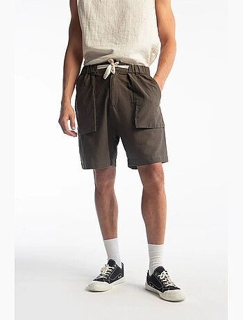 Pantalones cortos de corte estándar en mezcla de lino con cordón en la cintura giesto