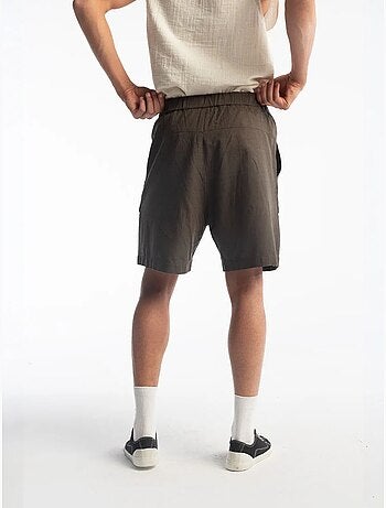 Pantalones cortos de corte estándar en mezcla de lino con cordón en la cintura giesto