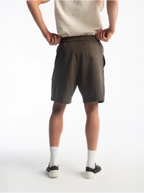 Pantalones cortos de corte estándar en mezcla de lino con cordón en la cintura giesto - Kiabi Pantalones cortos de corte estándar en mezcla de lino con cordón en la cintura giesto - Kiabi