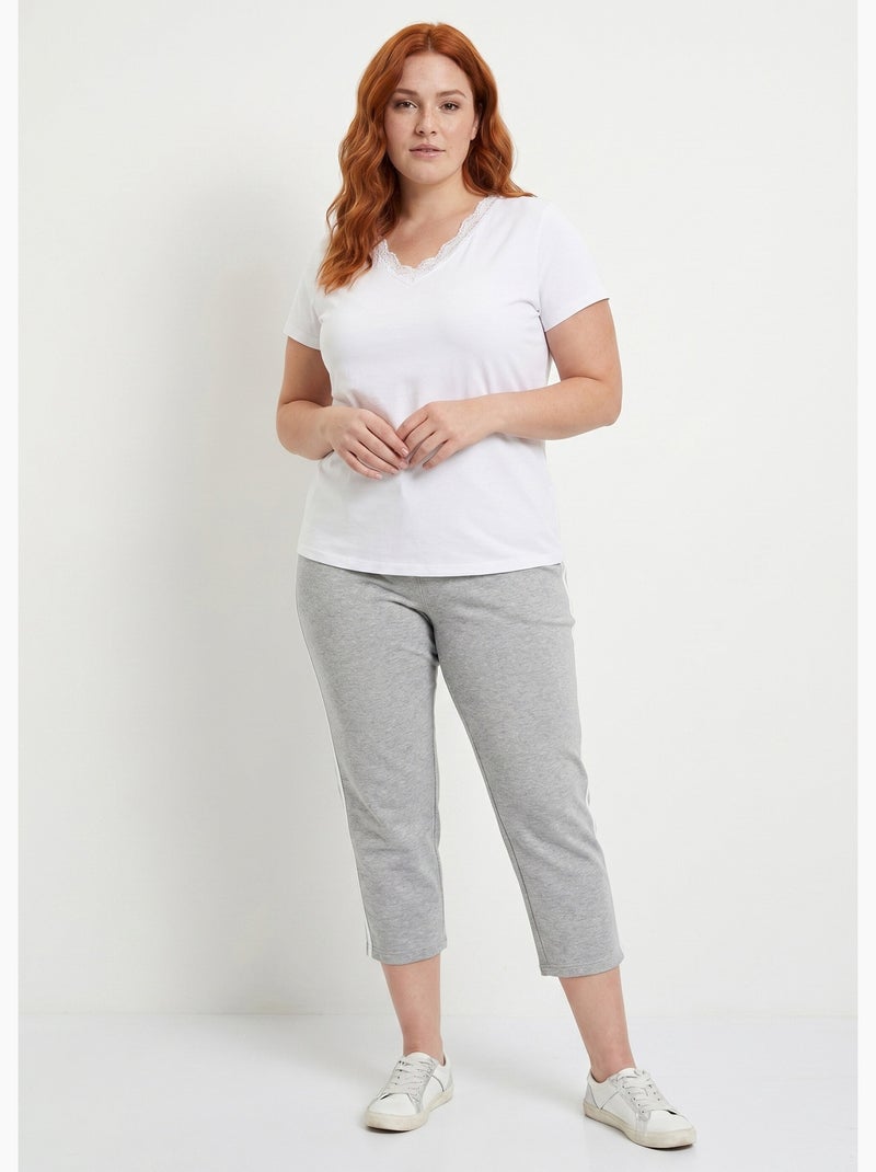 Pantalones cortos de estar por casa con cinturilla elástica y forro polar. - Afibel Gris jaspeado - Kiabi