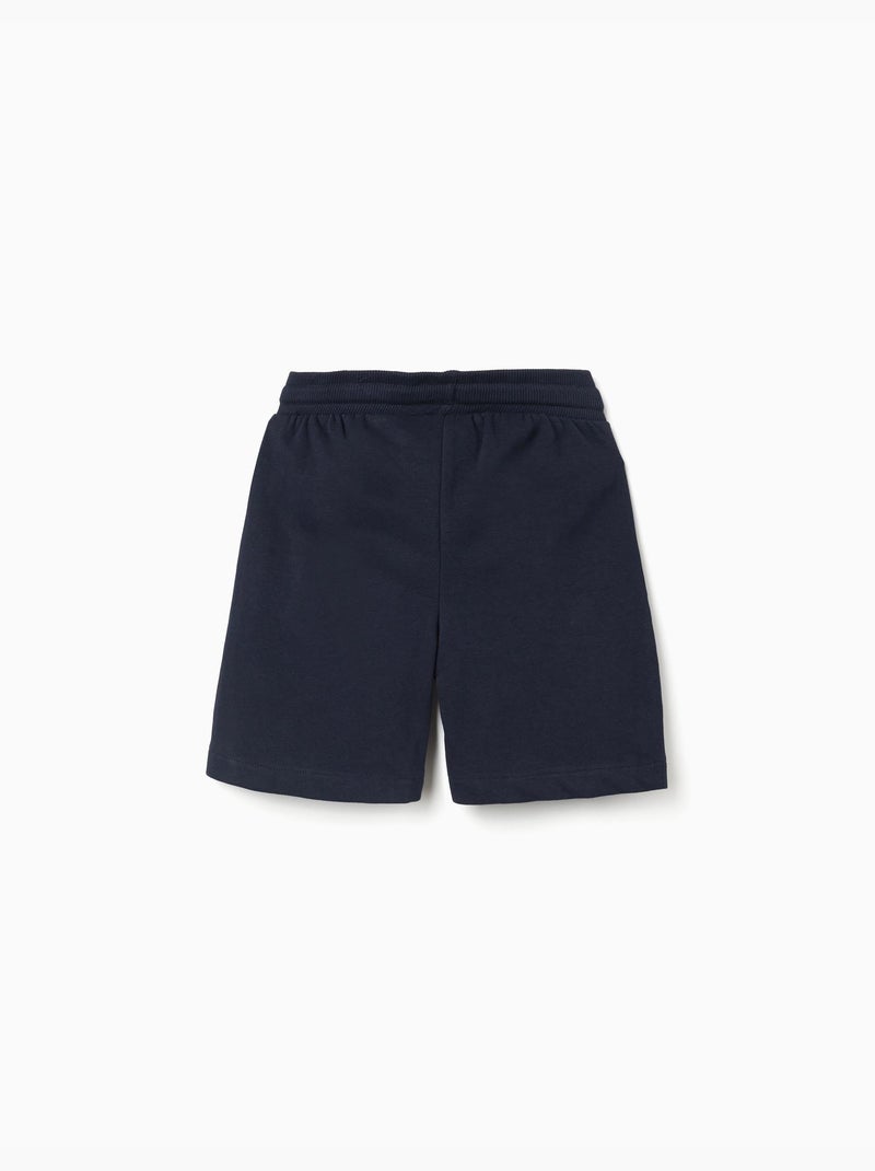 Pantalones cortos de felpa con cordón y bolsillos Azul oscuro - Kiabi